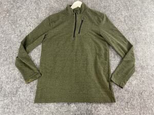 SwissTech Sweater Mens Medium Green Pullover Sweatshirt Quarter Zip N253
